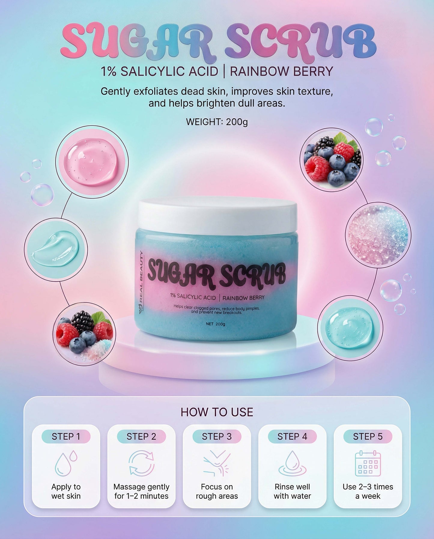 Rainbow Berry Body Scrub Brand Campaign