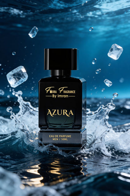 Aquatic perfume splash commercial photography scene