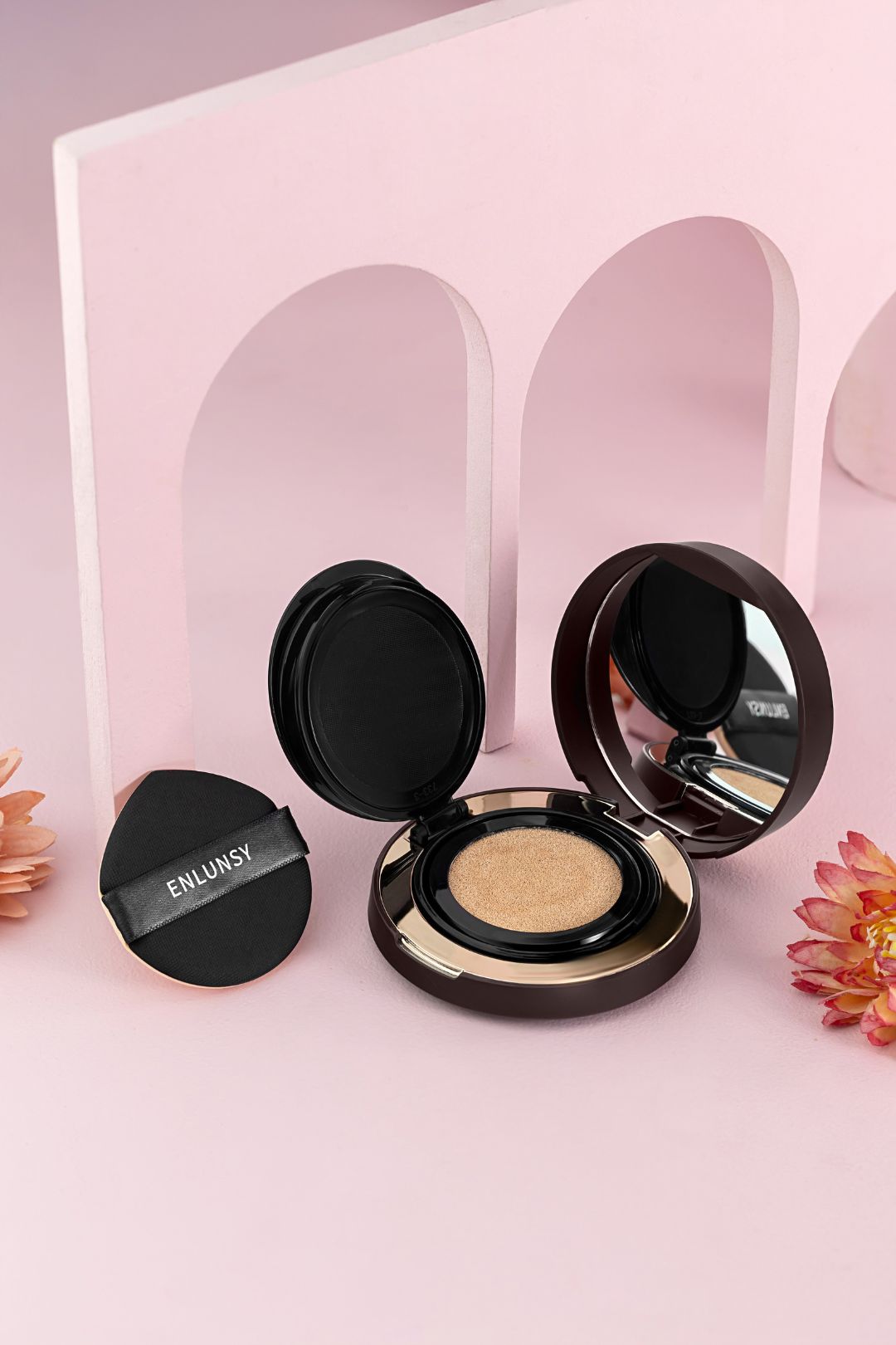 cosmetics photography podium style pink background