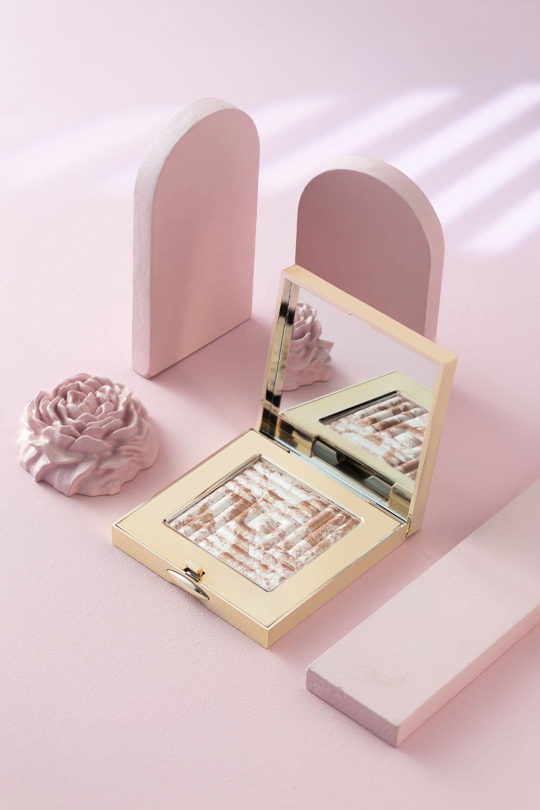 cosmetics photography podium style pink background