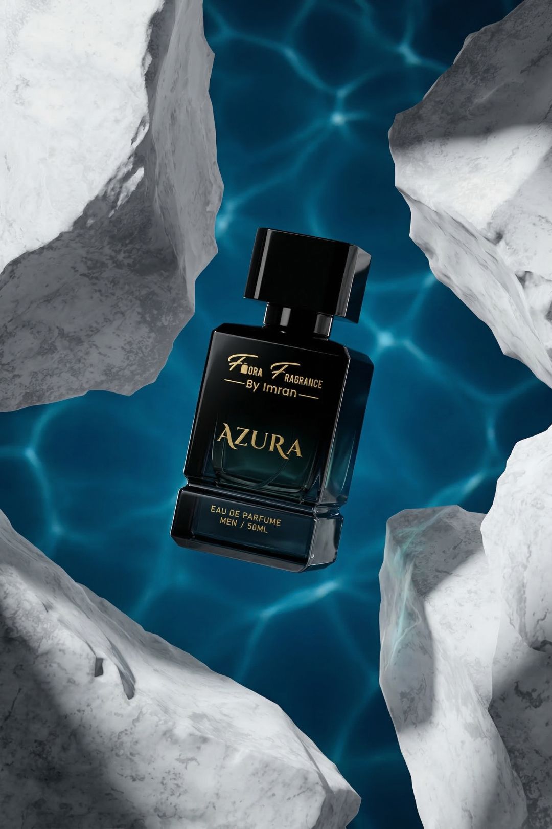 Creative floating perfume conceptual product photography
