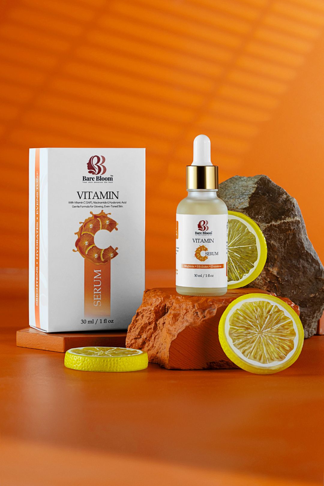 serum studio photography orange background