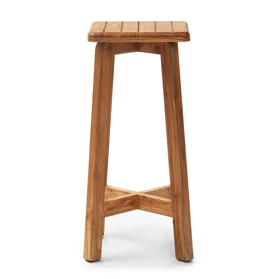 Wooden bar stool on a white background