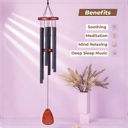 wind chimes usage benefits infographic pink background